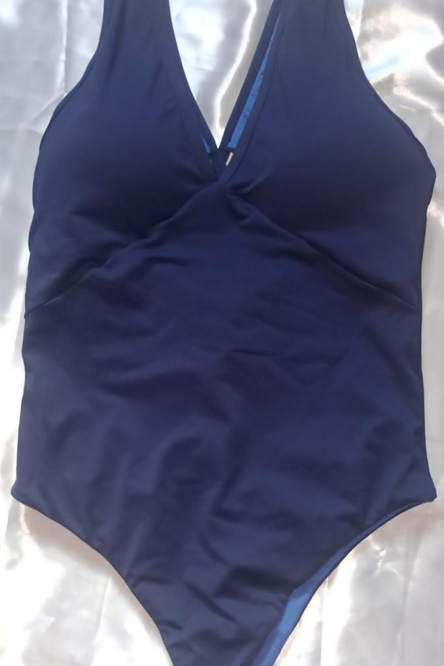 MAIÔ PLUS SIZE COM DECOTE V E RECORTES - BOCA A BOCA - MARINHO
