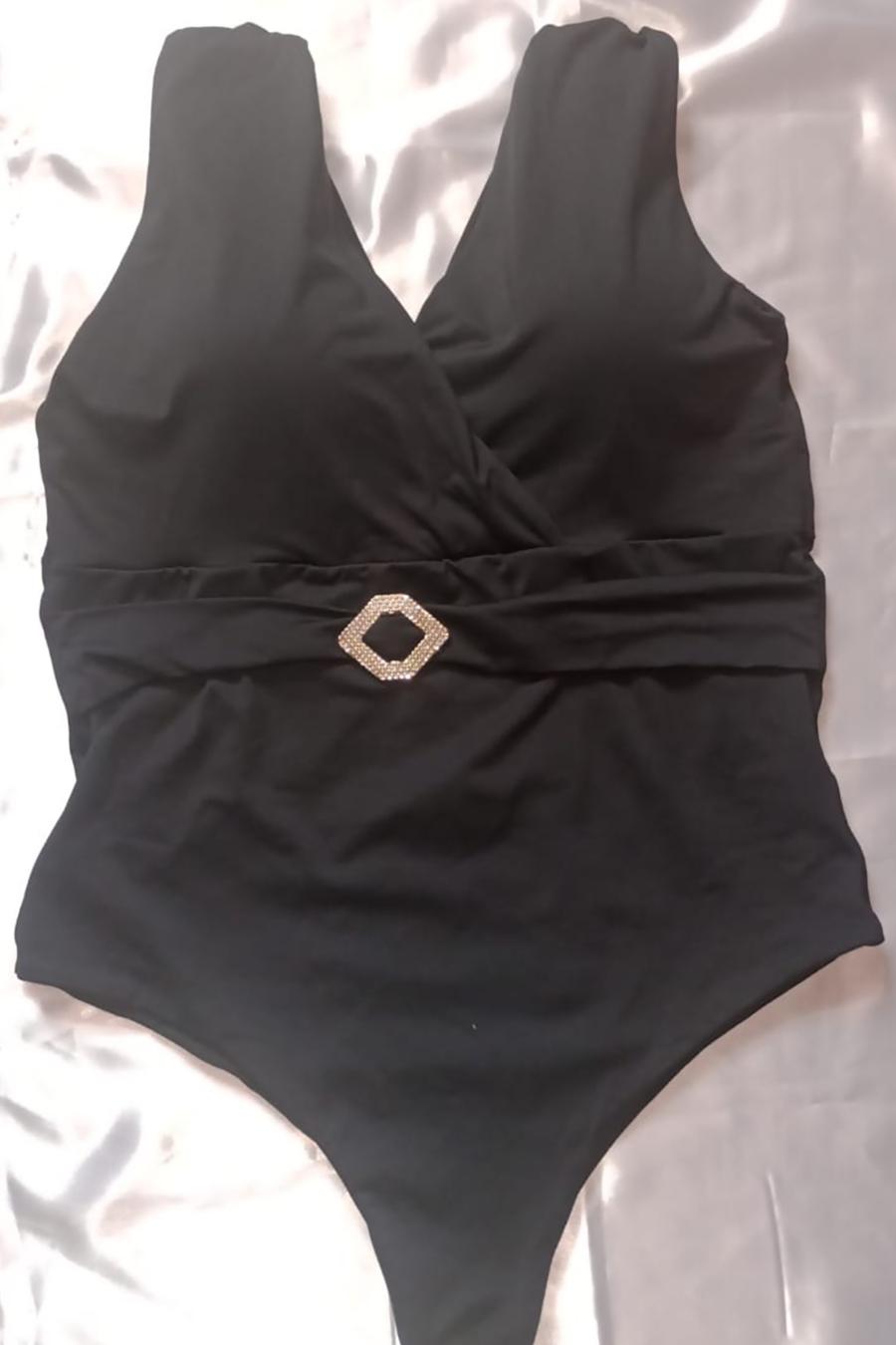 MAIÔ PLUS SIZE COM DETALHE DE FIVELA - BOCA A BOCA - PRETO