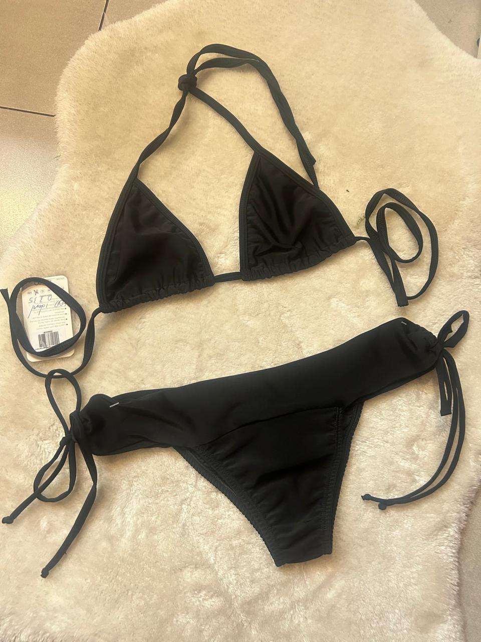 BIQUINI CORTININHA COM CALCINHA FIO DE AMARRAR - HER E DRYKA - PRETO