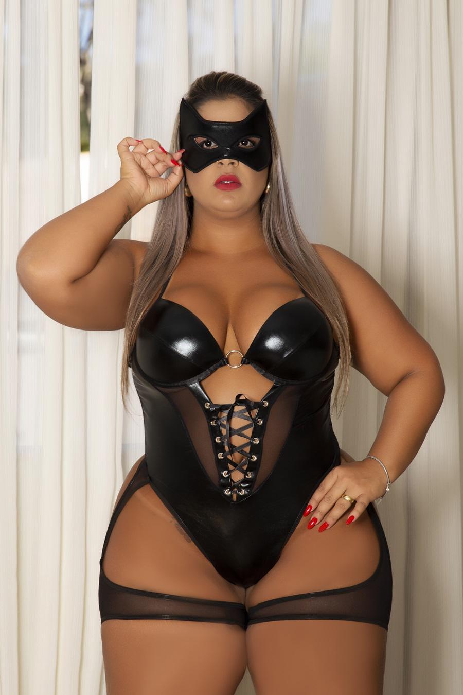FANTASIA EROTICA PLUS SIZE SEXY DE MULHER GATO COM BOJO