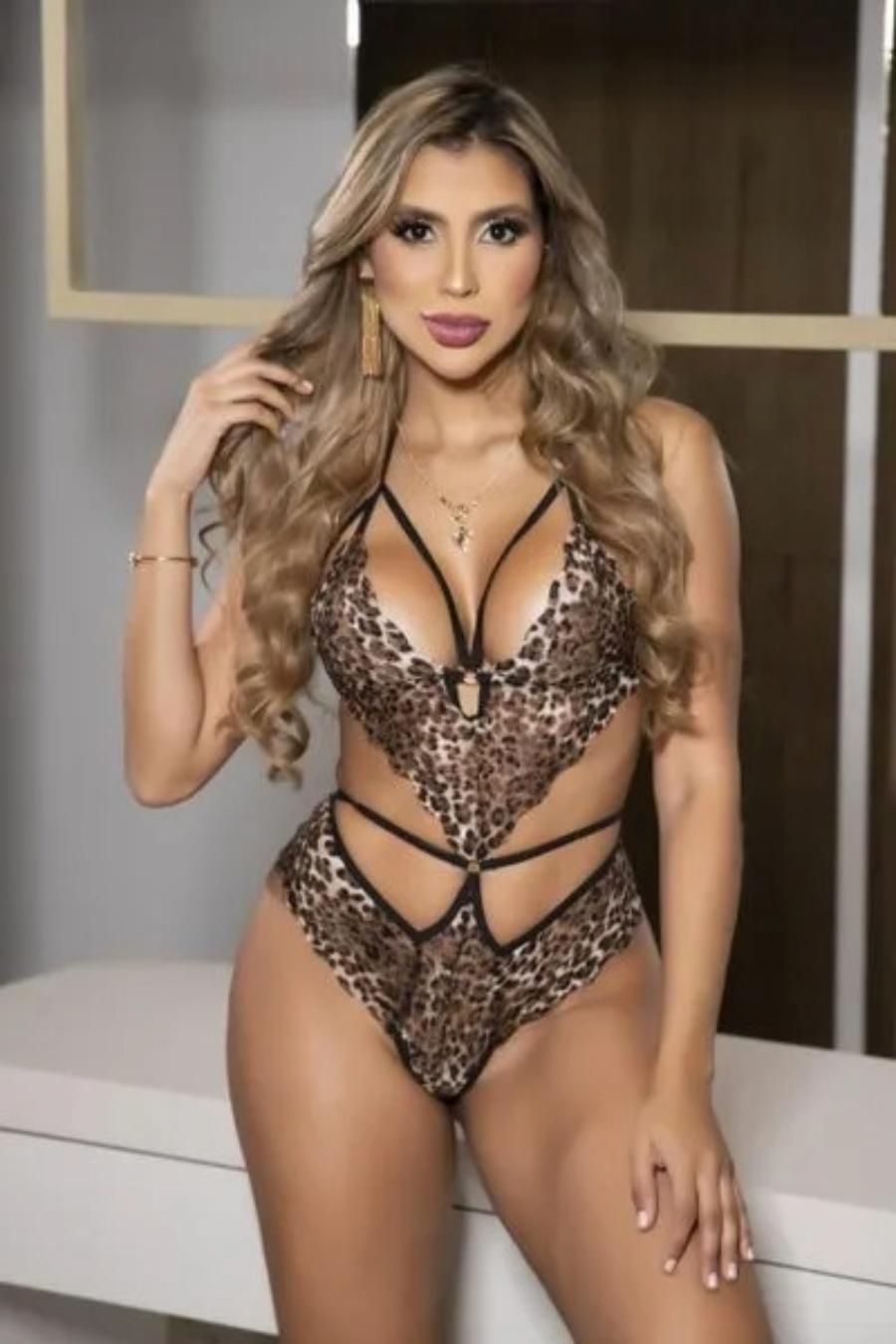 FANTASIA EROTICA GAROTA GATA FEITA EM RENDA ANIMAL PRINT SEM BOJO