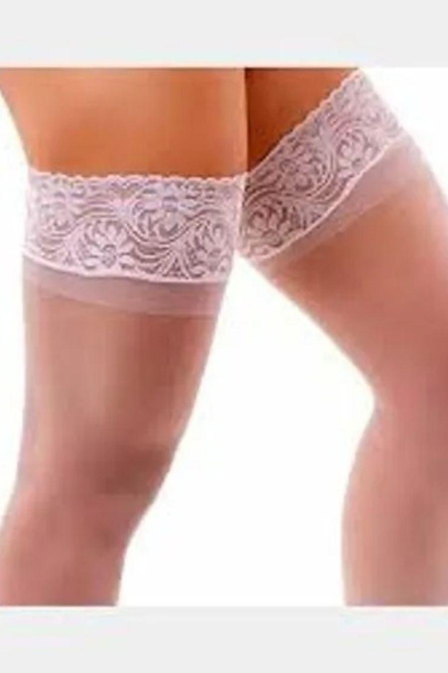 MEIA CALÇA 78 RENDA E SILICONE ELASTANO FIO 15 LISA BRANCA