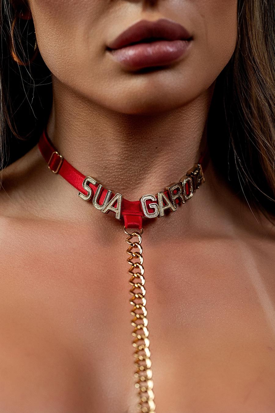 CHOKER SENSUAL SUA GAROTA COM CORRENTE