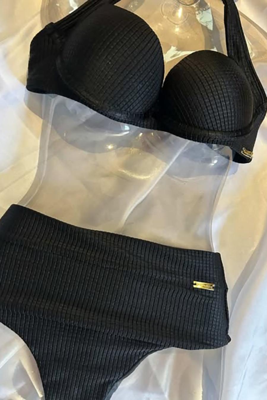 BIQUINI PLUS SIZE ESTRUTURADO COM CALCINHA BOMBOM - BOCA A BOCA - PRETO