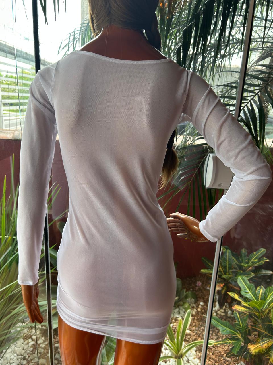 SAÍDA DE PRAIA EM TULE JURERÊ - DOS PÉS À CABEÇA - BRANCO