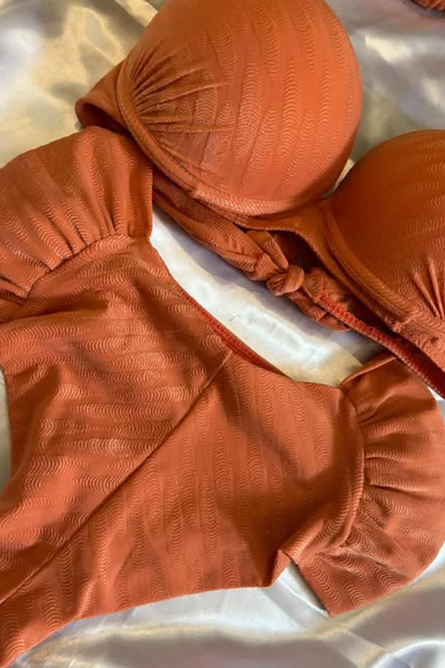 BIQUÍNI PLUS SIZE ESTRUTURADO CALCINHA BOMBOM - BOCA A BOCA - ARGILA