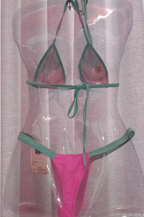 BIQUÍNI DE FITA - HER DRIKA - ROSA/AZUL ÁGUA