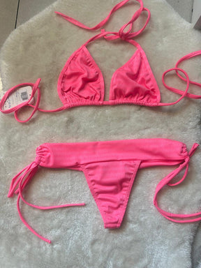 BIQUINI CORTININHA COM CALCINHA FIO DE AMARRAR - HER E DRYKA - ROSA CLARO