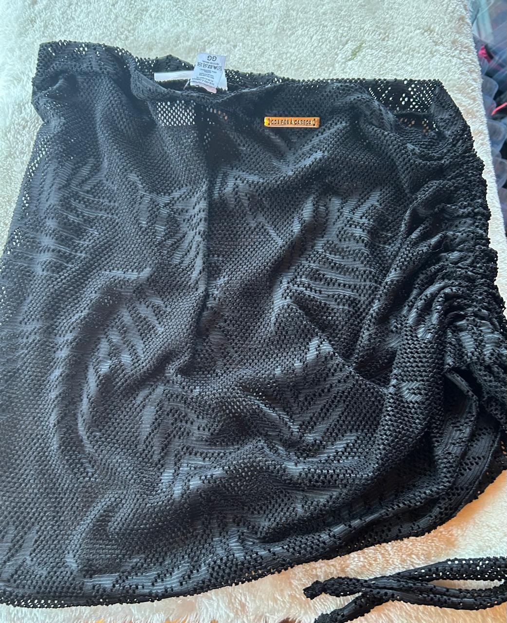 SAÍDA DE PRAIA CANGA DE CROCHÊ- DOS PÉS À CABEÇA - PRETO