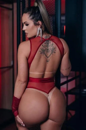 BODY SEXY VERMELHO COM PEROLA ESTILO CALCINHA TAILANDESA NAS COSTAS