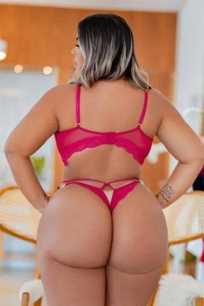 CONJUNTO PLUS SIZE SENSUAL CROPPED RENDADO SEM BOJO