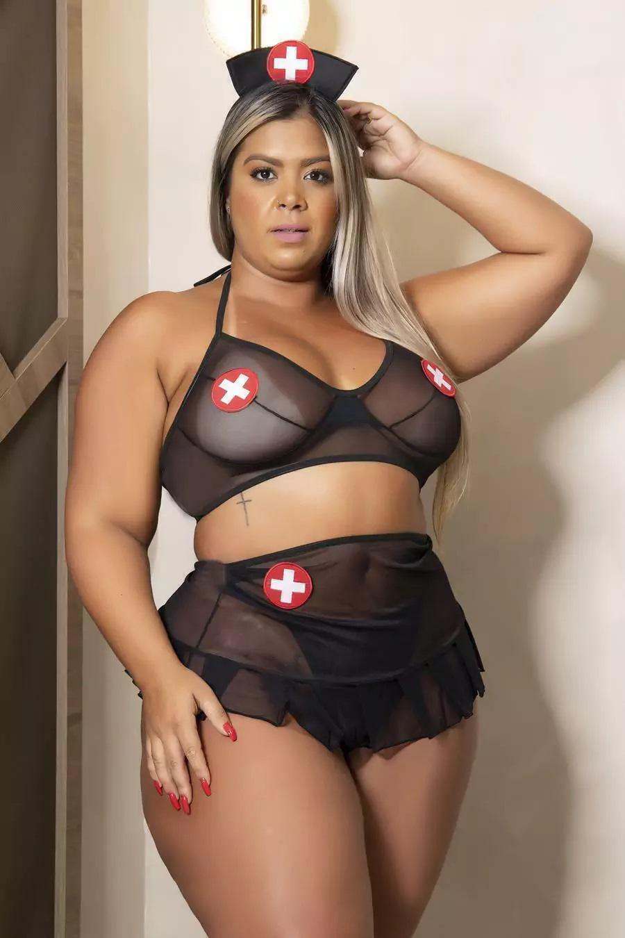 FANTASIA PLUS SIZE EROTICA EMERGENCIA PRETO