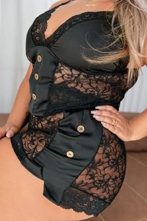 BABYDOLL PLUS SIZE SENSUAL COM DETALHES DE BOTÕES