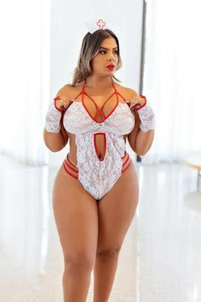 FANTASIA PLUS SIZE ERÓTICA ENFERMEIRA FOGOSA BODY SENSUAL